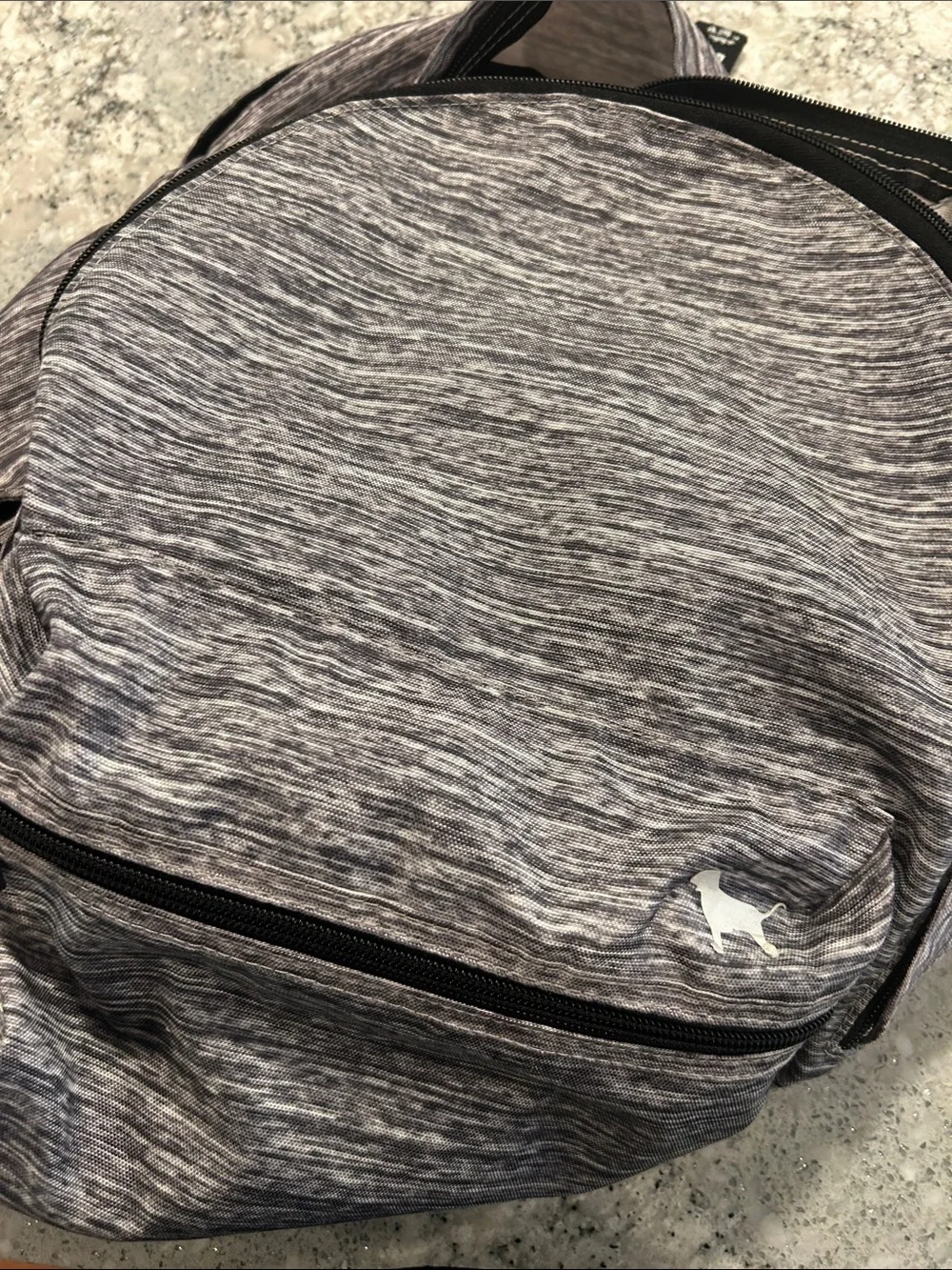 PINK Victoria's Secret Heather Gray & Black Logo Backpack